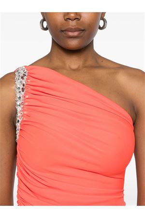 Crystal claw draped mini dress in orange DAVID KOMA | RE25DK43DORANGESILVER